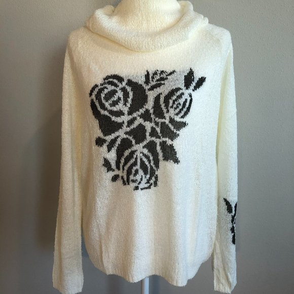 SALE!!!!!! NWT Cowl Neck Sweater with Flower Detail - Picture 1 of 7